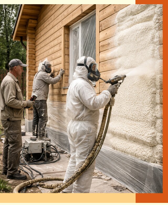 Утепление дома из бруса ППУ в Гулькевичах от 3994 руб/м2 под ключ | ТепломастерГль