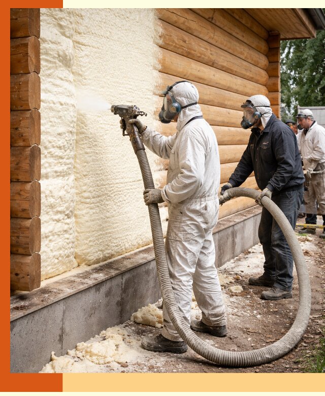 Утепление дома из бруса пенополиуретаном в Гулькевичах