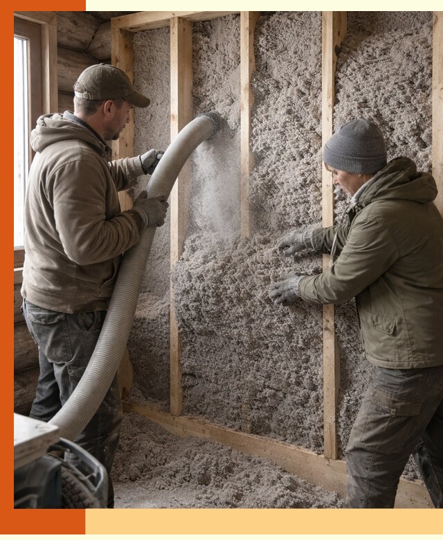 Утепление бревенчатого дома эковатой в Гулькевичах