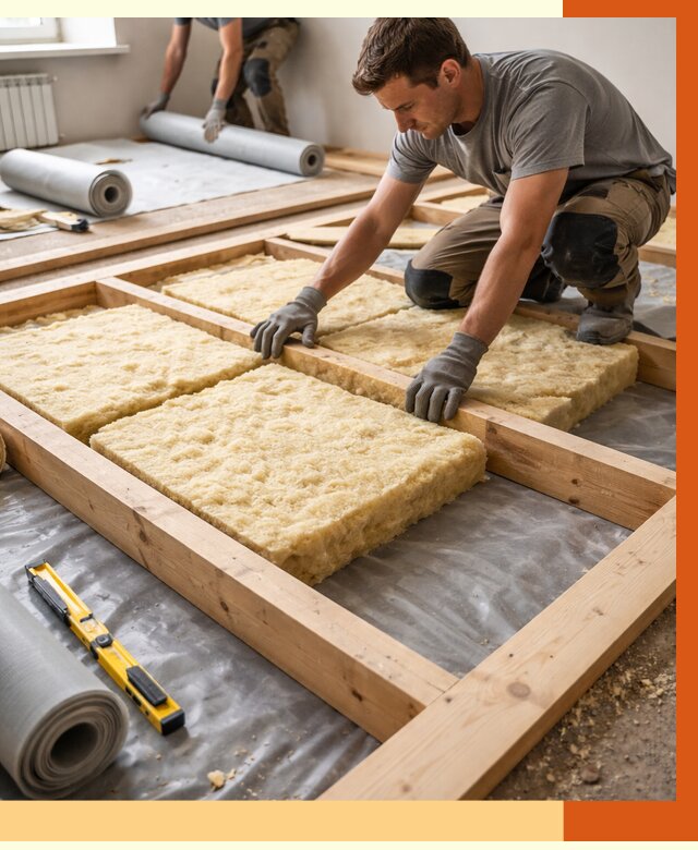 Утепление деревянного пола в Гулькевичах от 1556 руб./м2 под ключ | ТепломастерГль