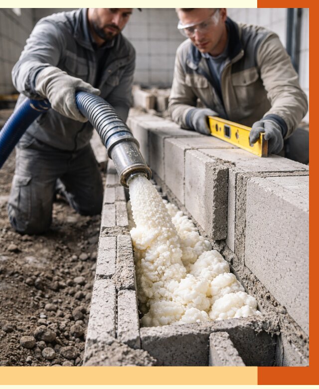 Заполнение колодцевой кладки ППУ в Гулькевичах от 4357 руб. за м2 | ТепломастерГль