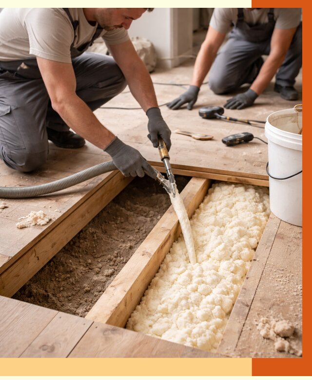 Заполнение пустот пола в Гулькевичах от 2801 руб. — утепление пустот пола под ключ | ТепломастерГль
