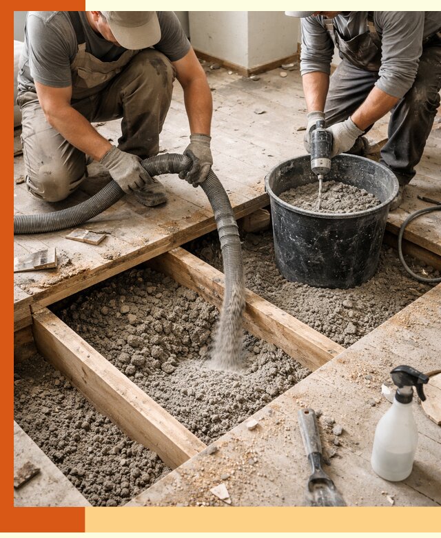 Заполнение пустот пола в Гулькевичах полиуретаном и пенополистиролом