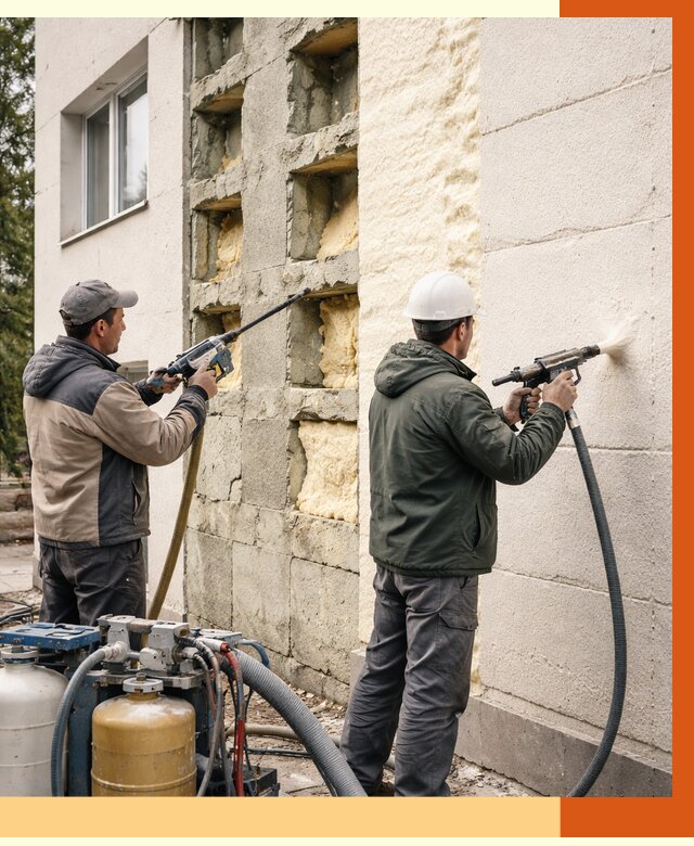 Заполнение пустот фасада в Гулькевичах от 4668 руб. — утепление пустот облицовки | ТепломастерГль