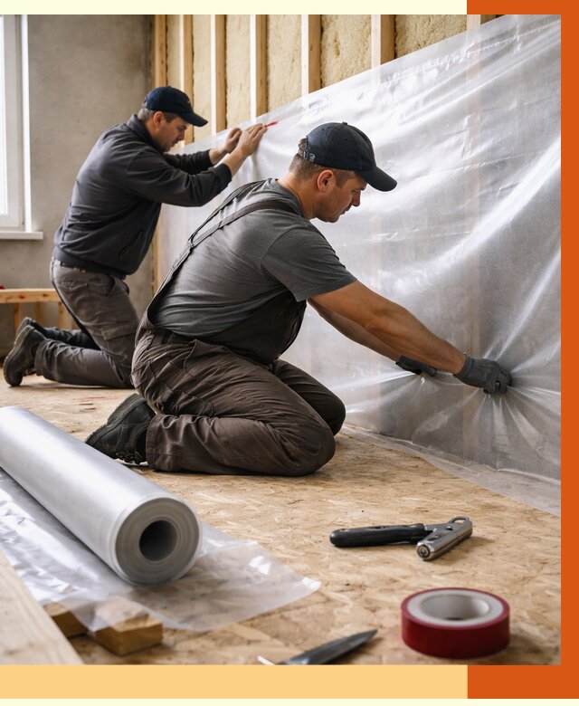 Монтаж пароизоляции в Гулькевичах от 2594 руб. — установка и укладка под ключ | ТепломастерГль